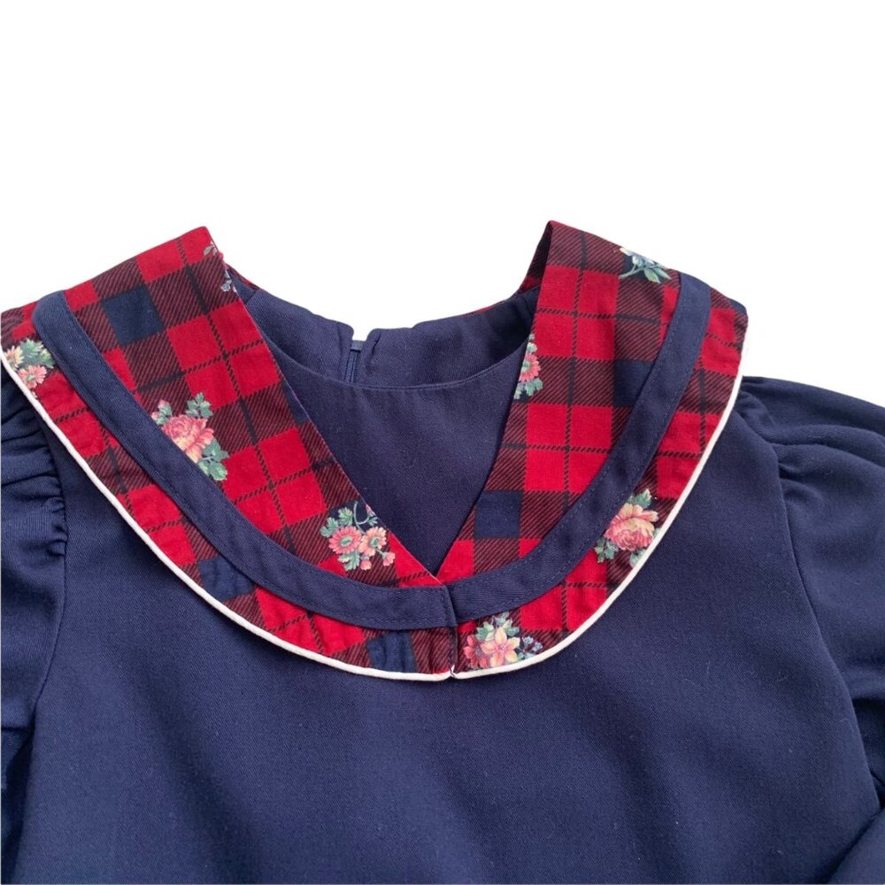 Vintage Polly Flinders Floral Collar Modest Dress USA 8 - Picture 6 of 7